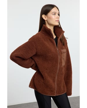 TRENDYOLMİLLA Dam Brun Enfärgad Lång Oversize Sweatshirts