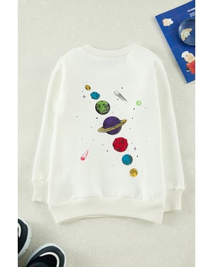 TRENDYOLKIDS Meisjes Wit Grafisch Lang Regular fit Sweatshirts