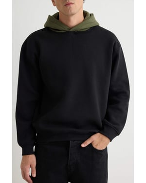 TRENDYOL MAN Herr Svart Slogan Lång Oversize Sweatshirts