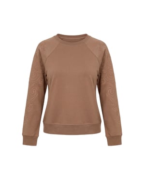 TRENDYOLMİLLA Dames Bruin Effen Lang Relaxed fit Sweatshirts