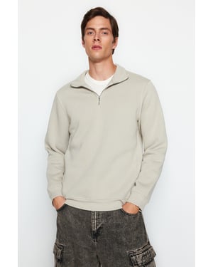 TRENDYOL MAN Herr Grå Djurmönster Lång Regular fit Sweatshirts