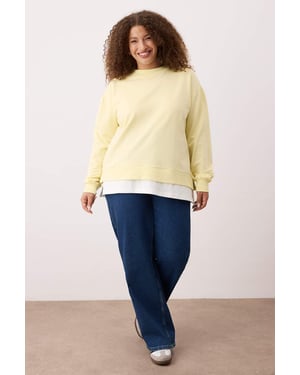 Trendyol Curve Dames Geel Effen Lang Oversized Grote maten Sweatshirts