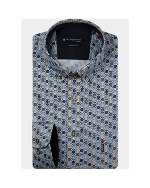 Giordano Overhemd heren dino satin stretch geometric 627027/70