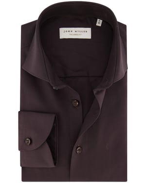 Overhemd John Miller aubergine strijkvrij