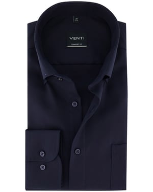 Overhemd Venti Donkerblauw strijkvrij button-down boord