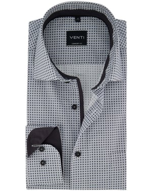 Overhemd Venti lange mouw comfort fit zakelijk grijs geprint