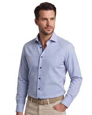 John Miller overhemd geprint blauw lange mouwen