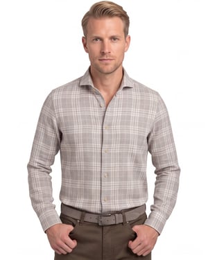Overhemd John Miller Tailored Fit New beige geruit