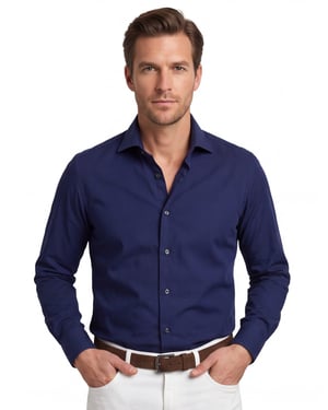 John Miller overhemd donkerblauw normale fit