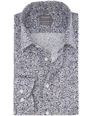Olymp overhemd blauw geprint semi-wide collar