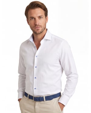 katoenen John Miller overhemd ml 5 wit effen normale fit