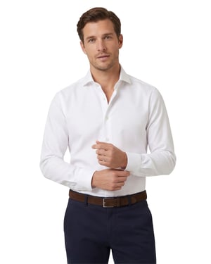 Profuomo Wit two ply twill overhemd strijkvrij