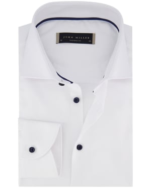 John Miller tailored fit overhemd wit katoen