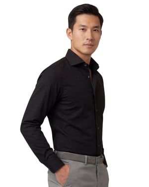 Michaelis business overhemd Slim Fit zwart effen