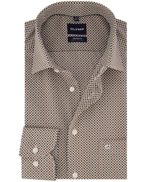 Overhemd Olymp bruin bordeaux wit gestreept