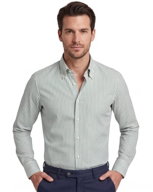 Overhemd John Miller Tailored Fit groen gestreept
