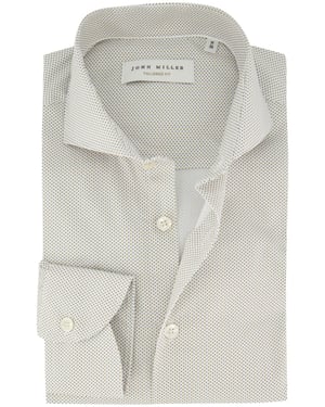 Overhemd John Miller beige stippen geprint