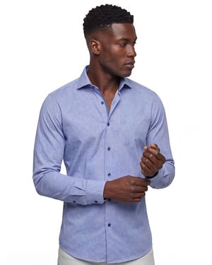Ledub zakelijk overhemd Modern Fit blauw geprint katoen