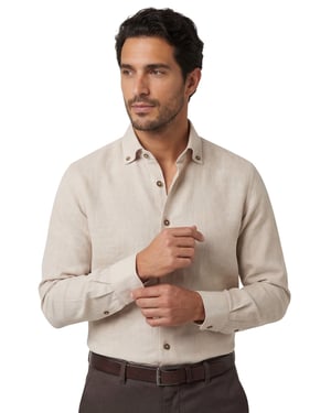 Beige linnen  John Miller overhemd