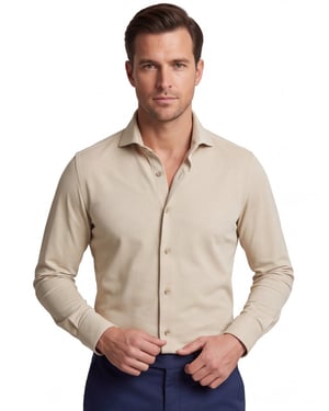 Overhemd John Miller beige 5142675-62