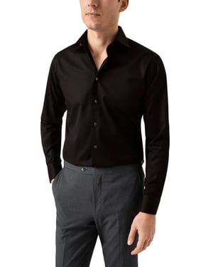 Eton overhemd zwart Slim Fit effen