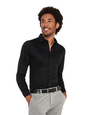 Desoto business zwart overhemd effen katoen slim fit