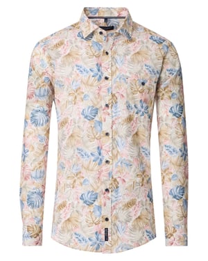 Casa Moda overhemd printje beige wijde fit katoen