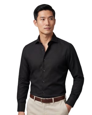 Contemporary fit Eton overhemd zwart Textured Twill  katoen