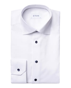 Contemporary twill Eton signature twill overhemd wit