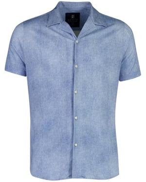 Desoto Regular Fit overhemd blauw gemêleerd katoen