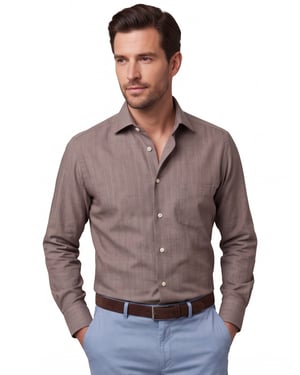 Eton classic fit overhemd katoen taupe