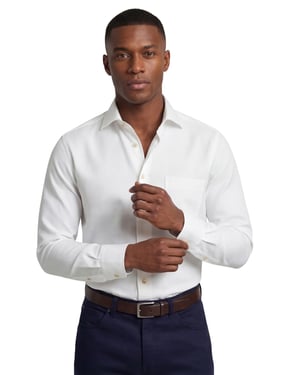 katoenen Eton overhemd wit effen katoen Classic Fit