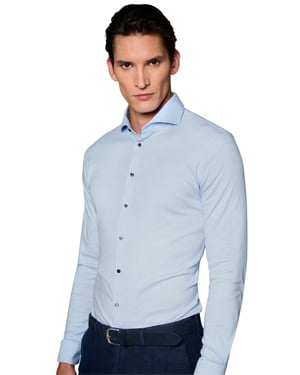 Desoto business overhemd lichtblauw effen katoen slim fit