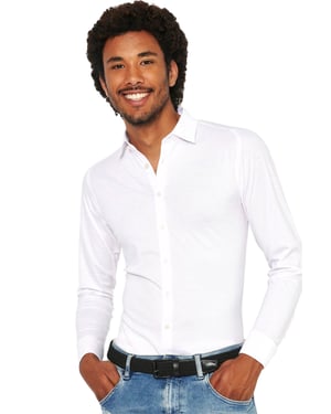 Wit Desoto business overhemd effen katoen slim fit