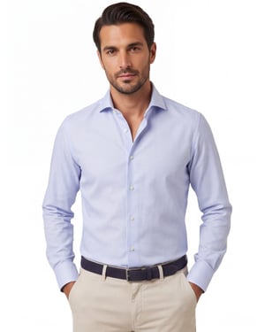 Michaelis business overhemd Slim Fit lichtblauw geprint strijkvrij