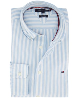 katoenen Tommy Hilfiger overhemd lichtblauw gestreept