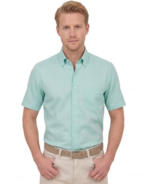 Overhemd Venti lange mouwen casual comfort fit turquoise strijkvrij