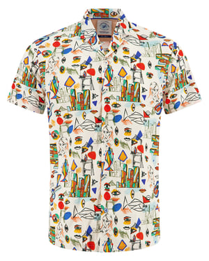 overhemd met print A Fish Named Fred korte mouw multicolor katoen