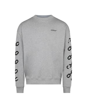 Men's Off White Off Chain Arrow Crew in Heather Grey