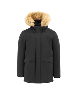 SoulCal Herenparka met capuchon en rand van imitatiebont, standaard pasvorm (Zwart)