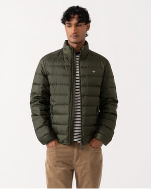 Regular Fit Long Sleeve Logo Detail Padded Jacket in Olive