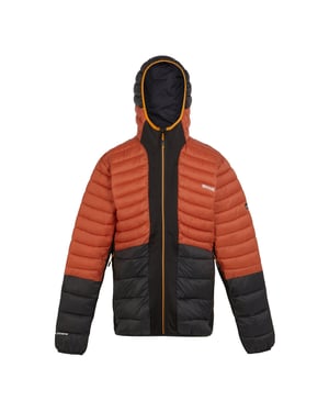 Men's Regatta Hooded Hybrid Puffer Jacket with Zipped Pocket in RedOchre/Blk
