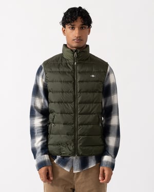 Regular Fit Sleeveless Logo Detail Gilet in Olive