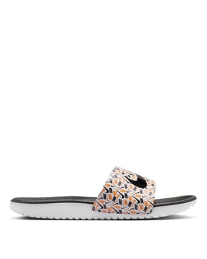 Boys Nike Kawa Slide Aop in White/Black