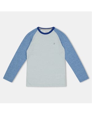 Boys Farah Injection Crew Neck Raglan Sleeve Baseball T-Shirt in Blue