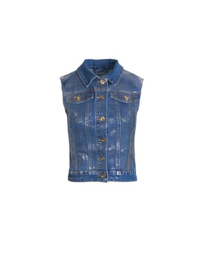 Women's Amylynn Soho Denim Collared Neck Sleeveless Vest in Blue
