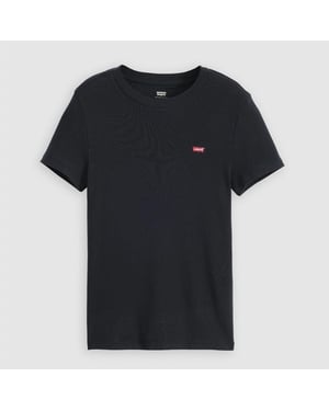 Women's Levis Housemark Crew Neck Short Sleeve Jersey T-Shirt in CAVIAR