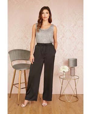 Black Satin Relaxed Trousers