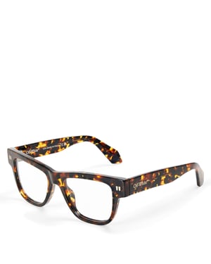 Accessories Off White Style 7W Rectangle Full Rim Sunglasses in Havana