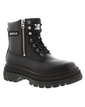 Caterpillar Womens Ankle Boots Platform Bolder Zip Lace Fastenings Leather black
